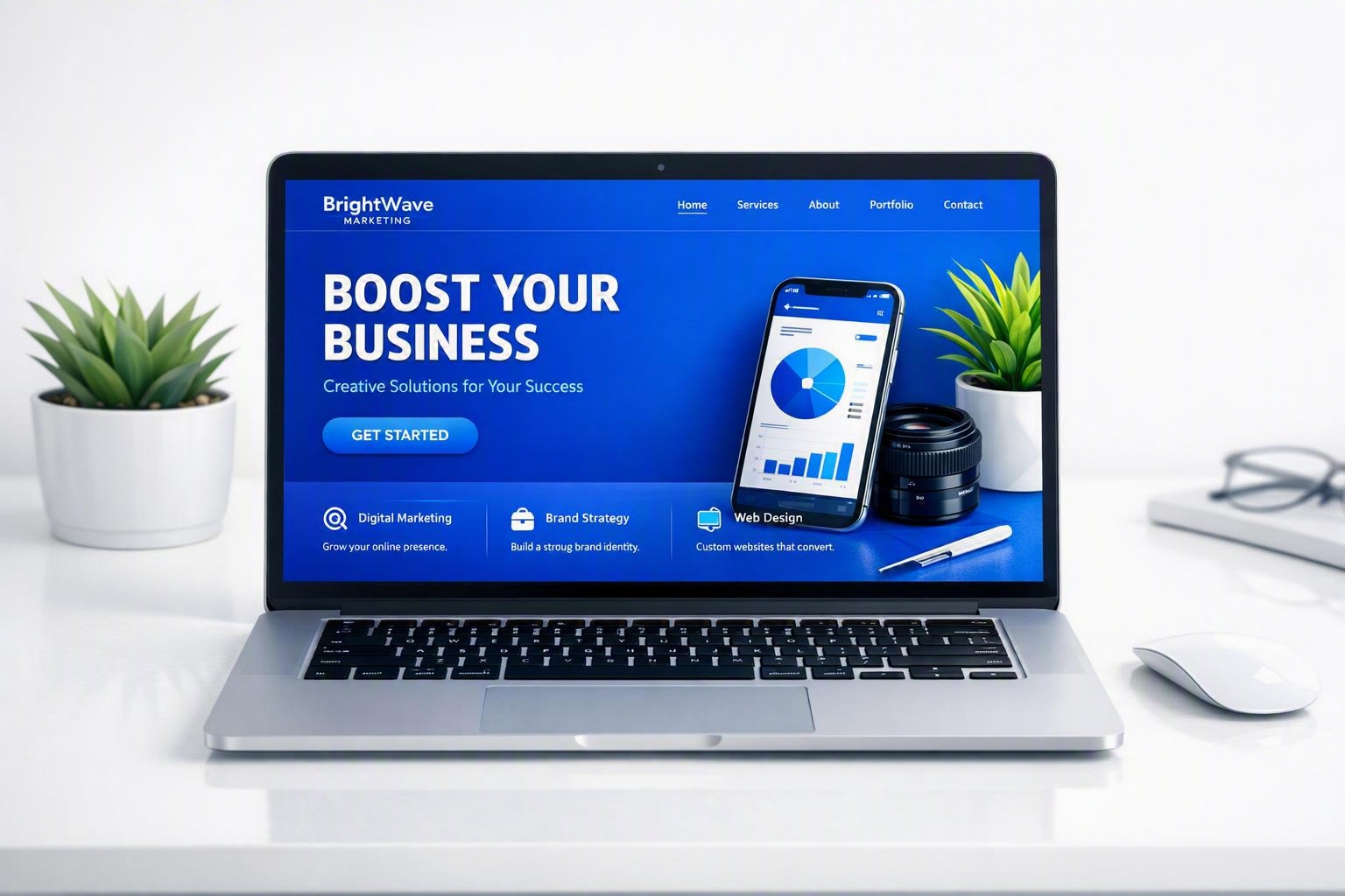 Laptop mockup of a brand website built to convert